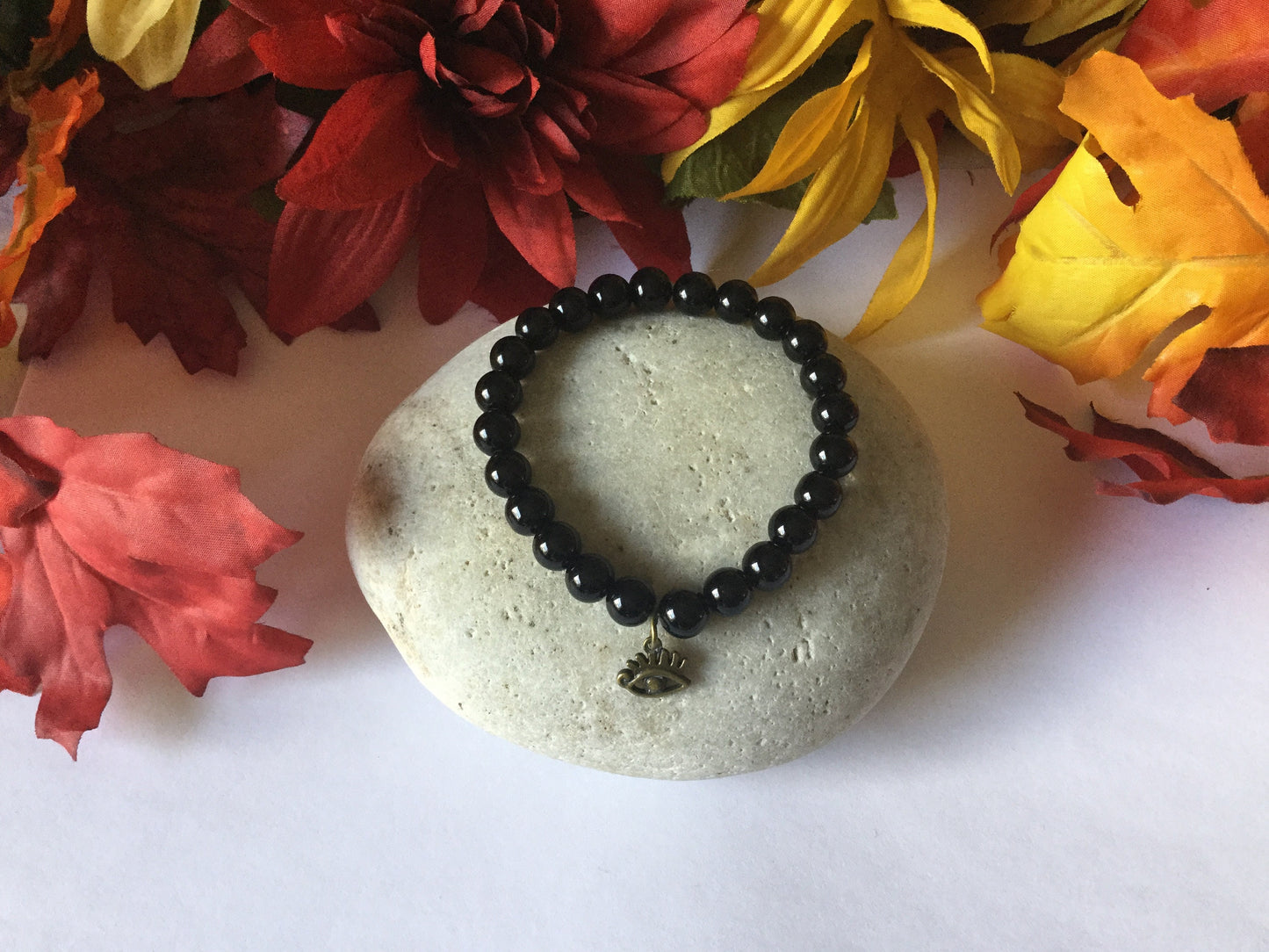 Jasper Black, w/Evil Eye, Healing Bracelet.