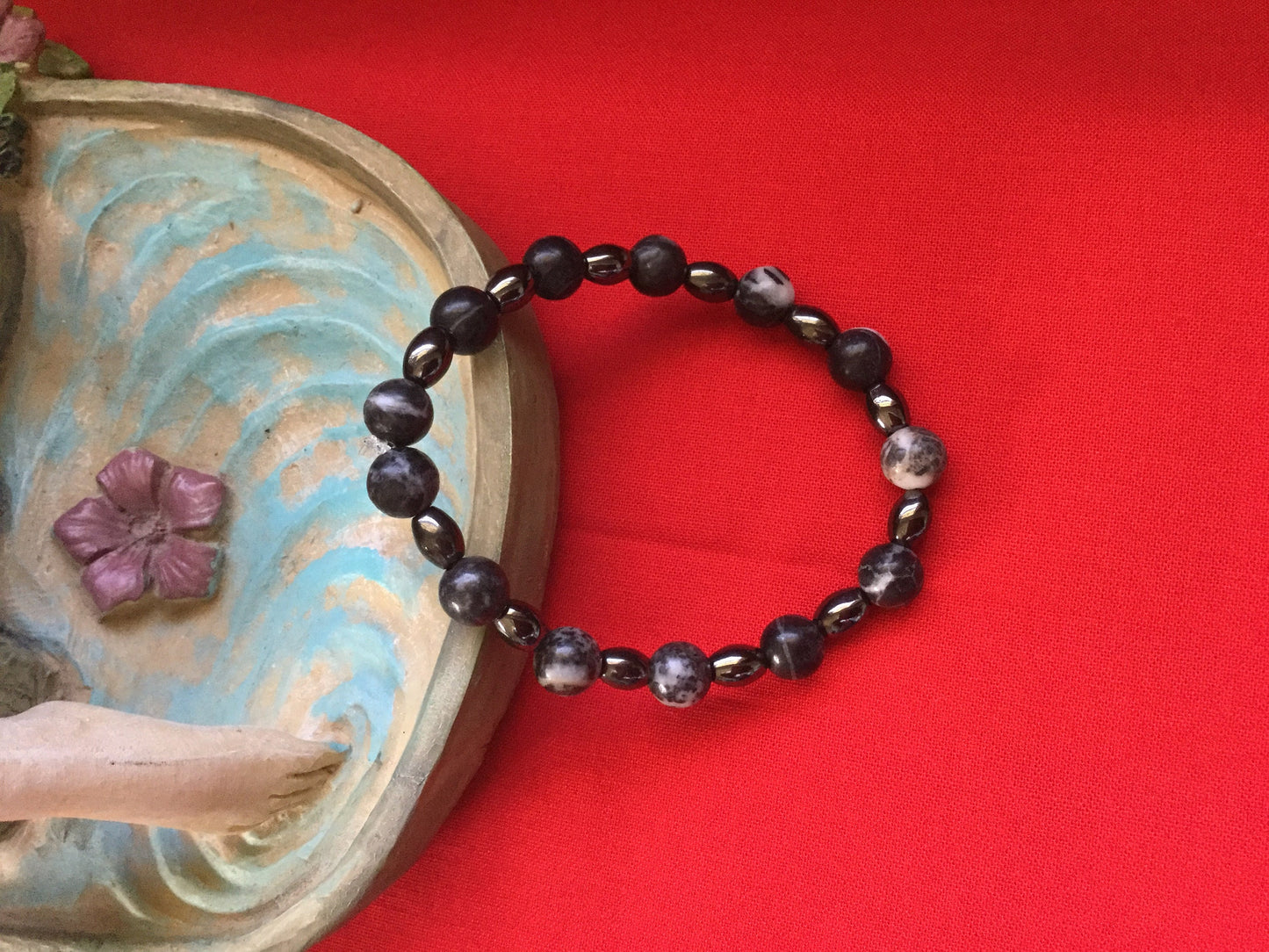 Zebra Stones w/Hematite, Healing Bracelet.