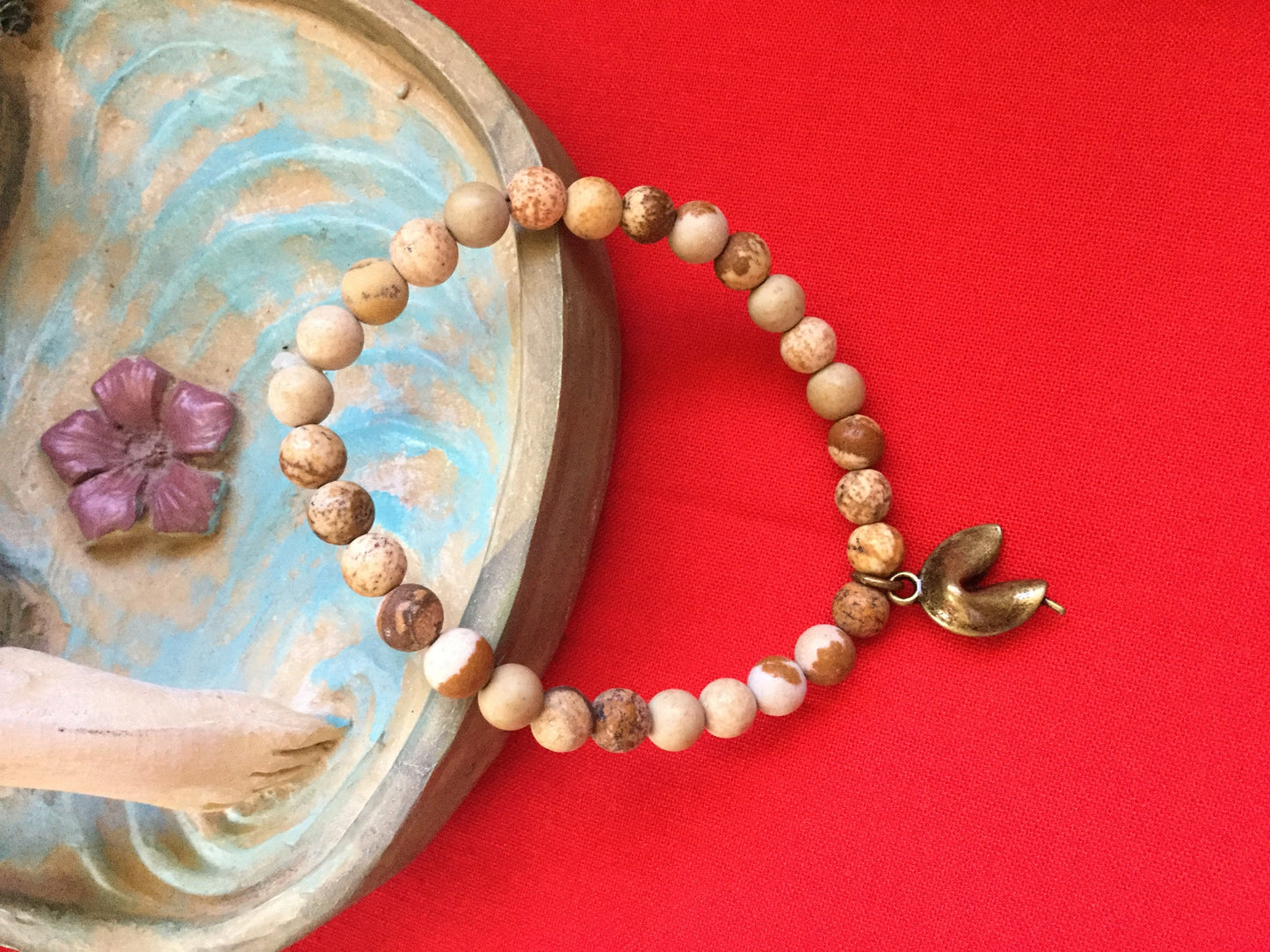 Jasper Beige w/Fortune Stone,2  Healing Bracelet.