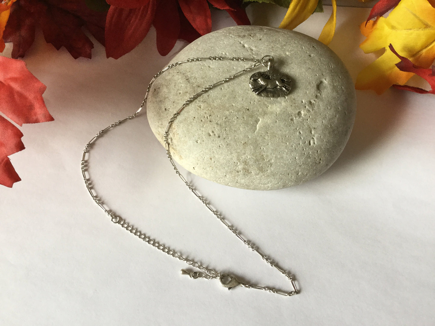 Brave Horse, Silver Metal Necklace.