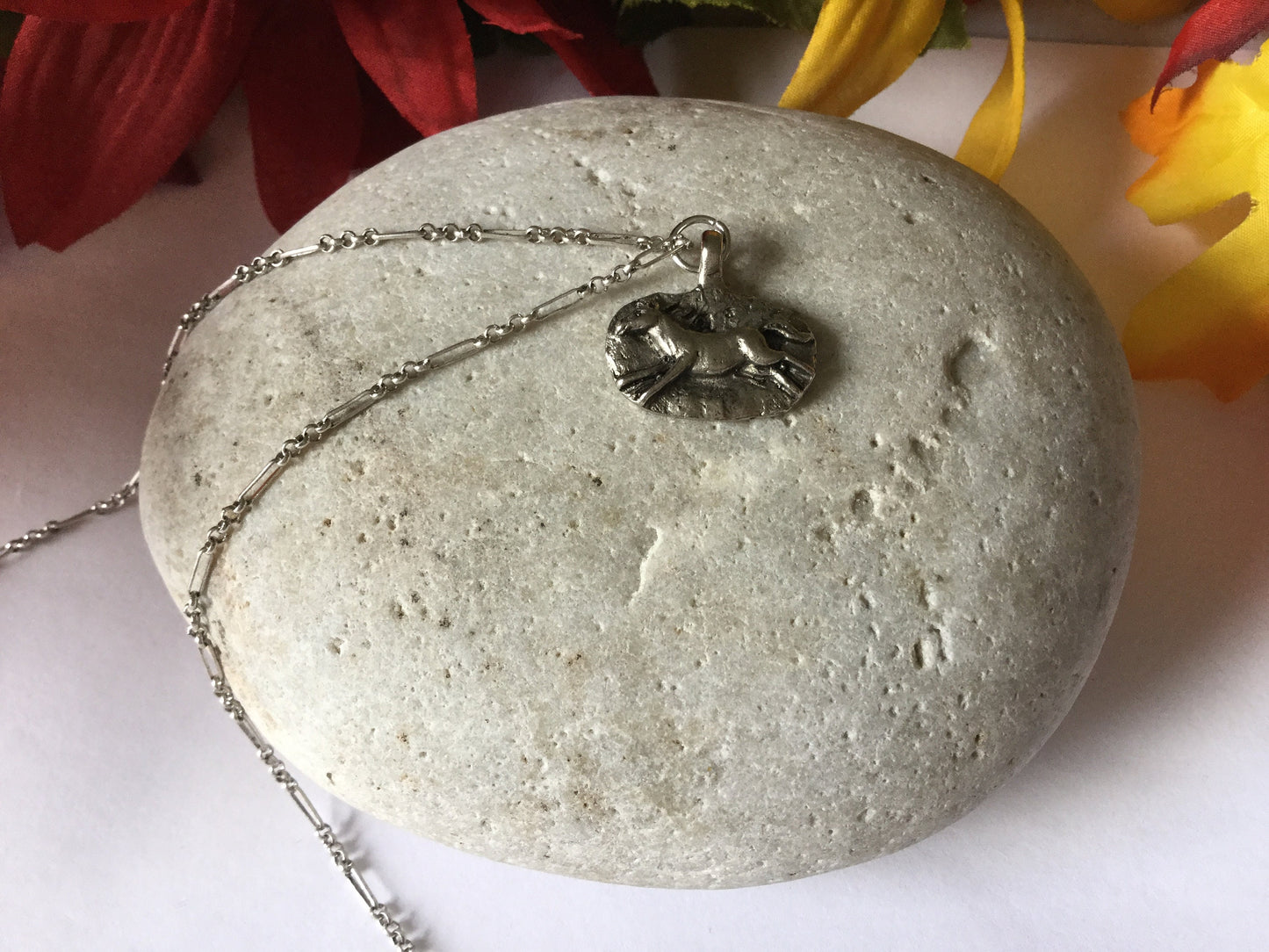 Brave Horse, Silver Metal Necklace.