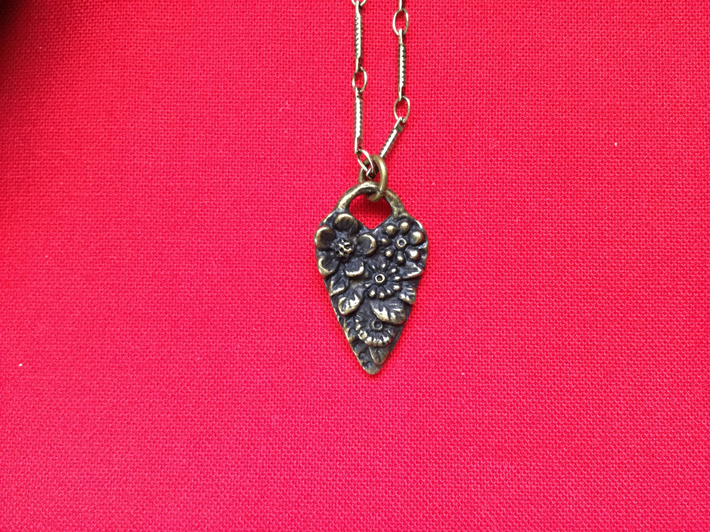 Fairy Heart, Antique Brass Necklace.