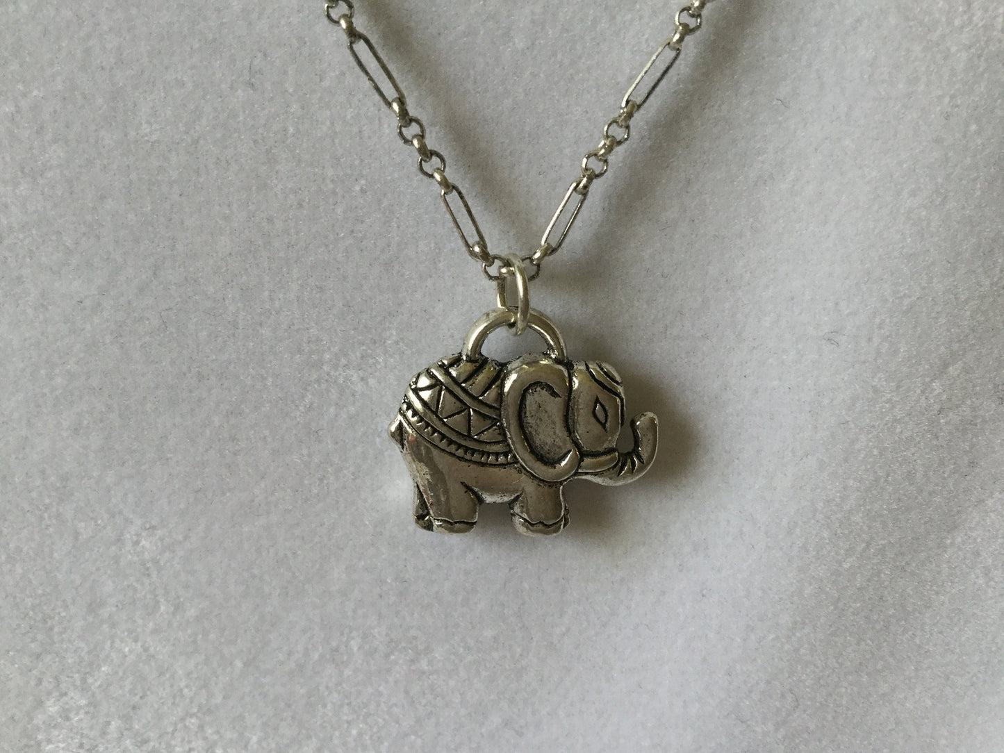 Elephant, Silver Metal Necklace.