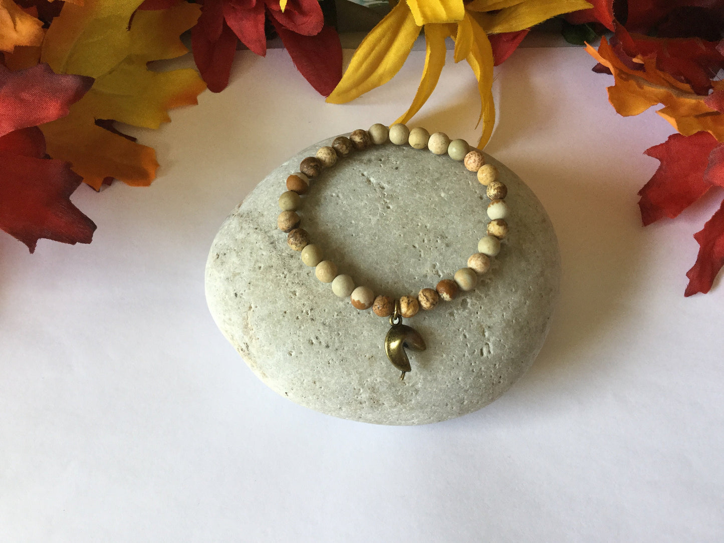 Jasper Beige w/Fortune Stone,2  Healing Bracelet.