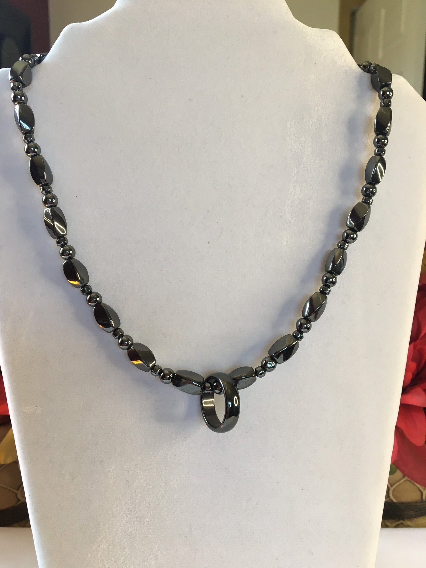 Hematite Magnetic Necklace w/Hematite Ring.