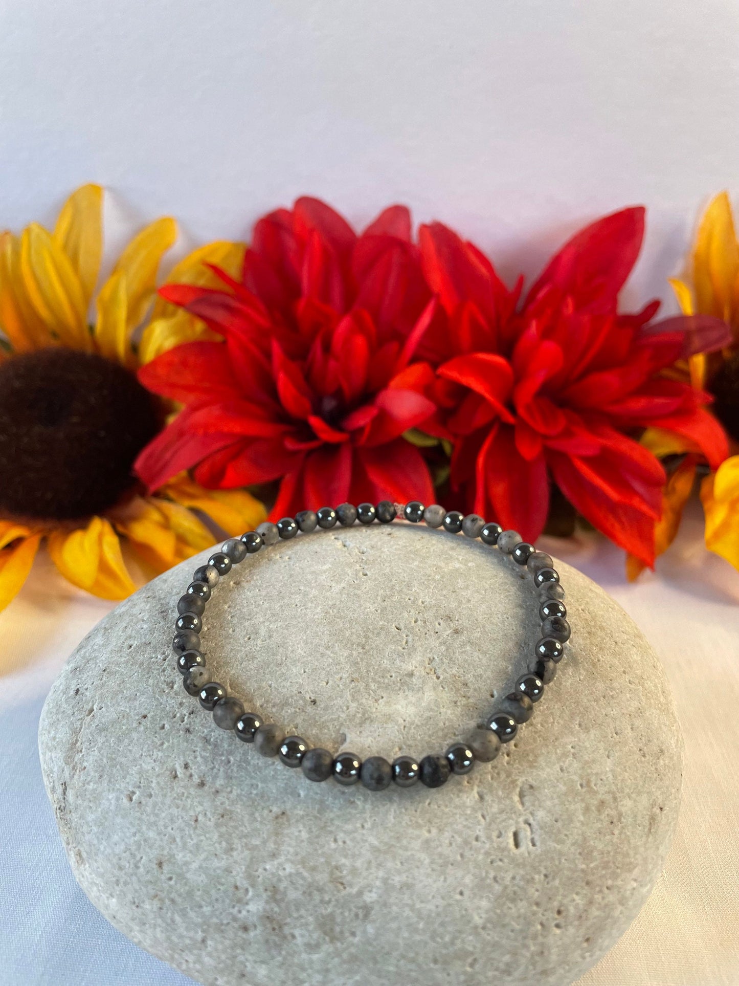 Labradorite w/ Black Hematite Stones, Healing Bracelet.