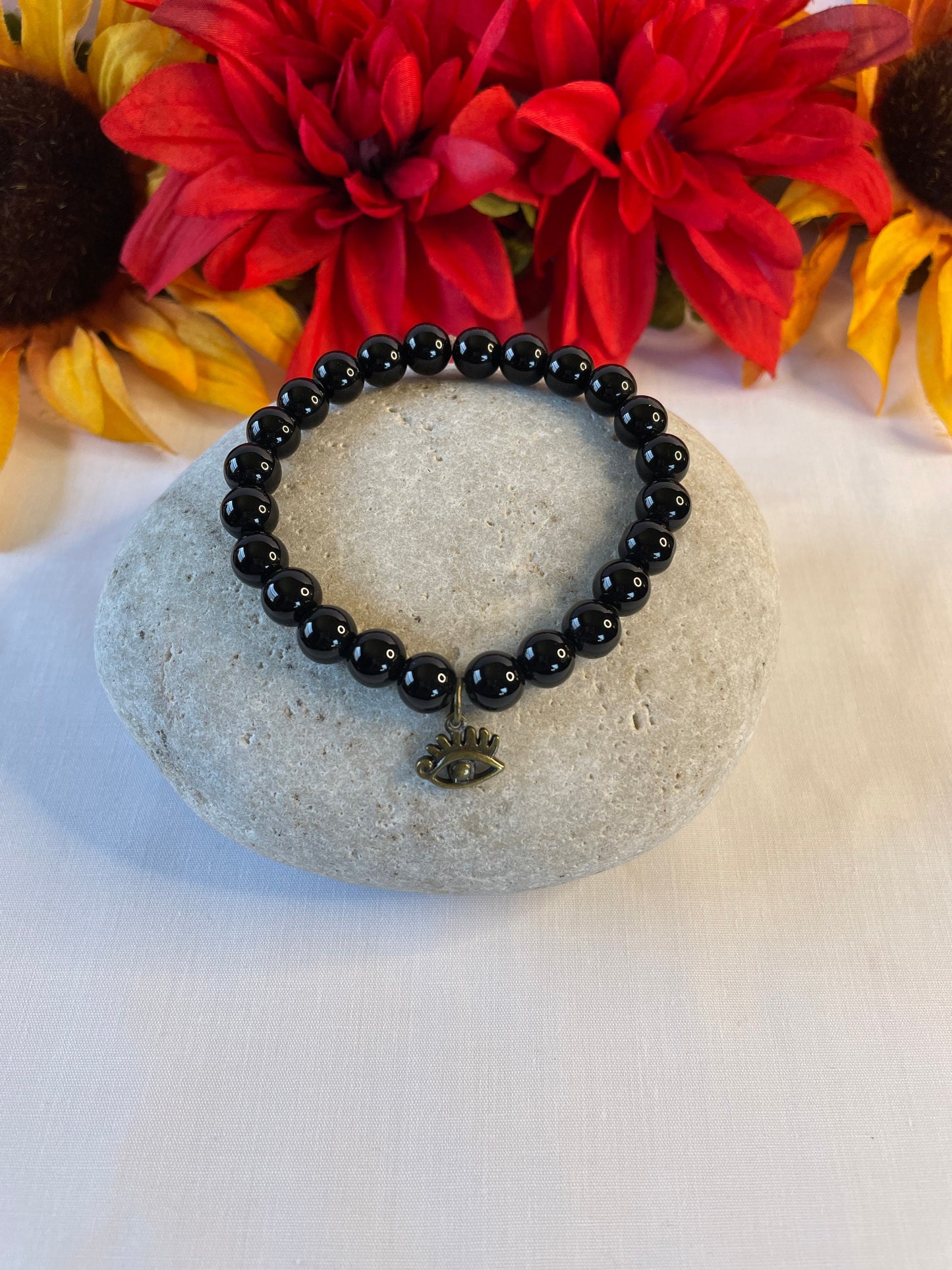 Jasper Black, w/Evil Eye, Healing Bracelet.