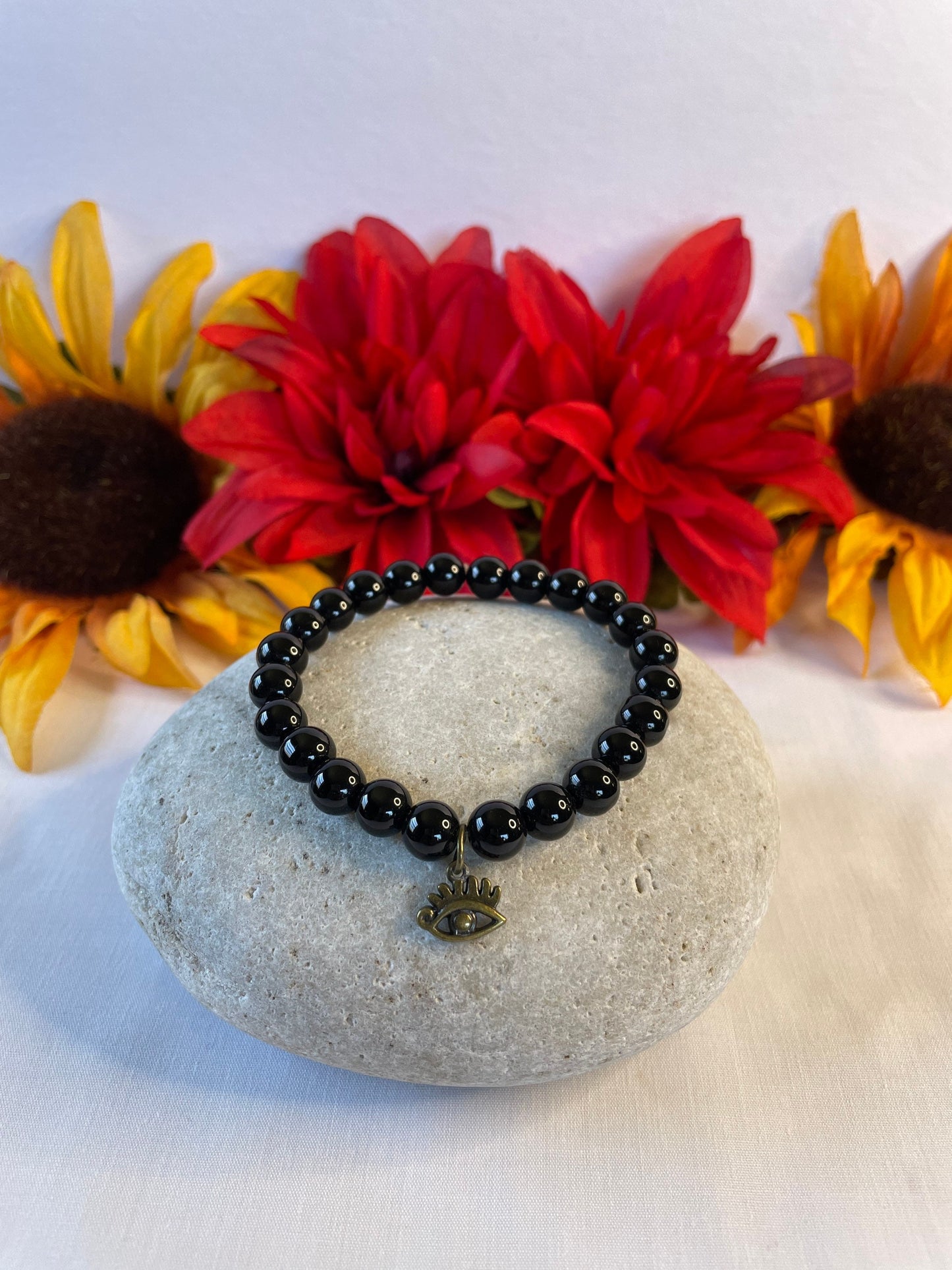 Jasper Black, w/Evil Eye, Healing Bracelet.