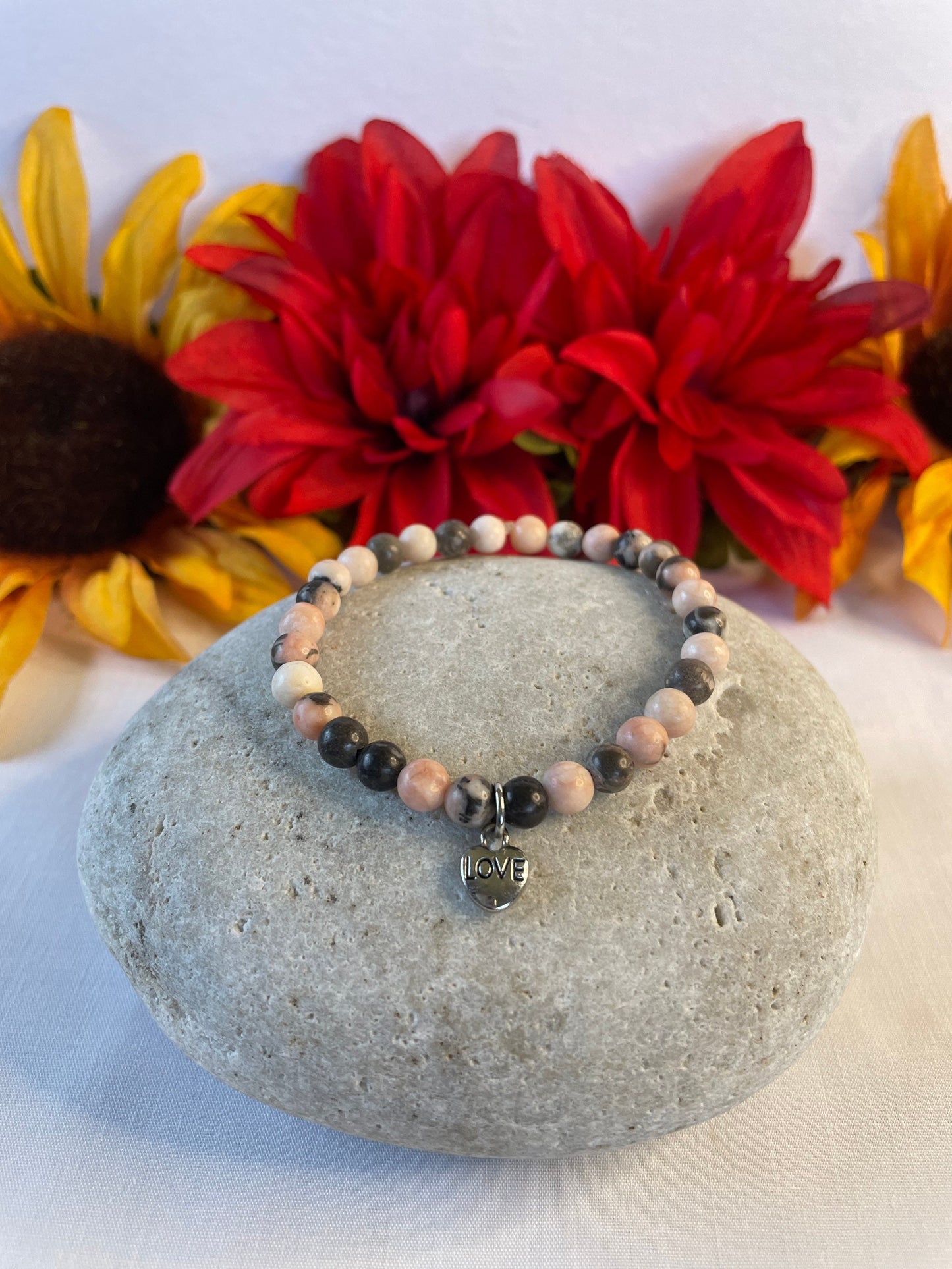 Jasper w/Love Charm, Healing Bracelet.