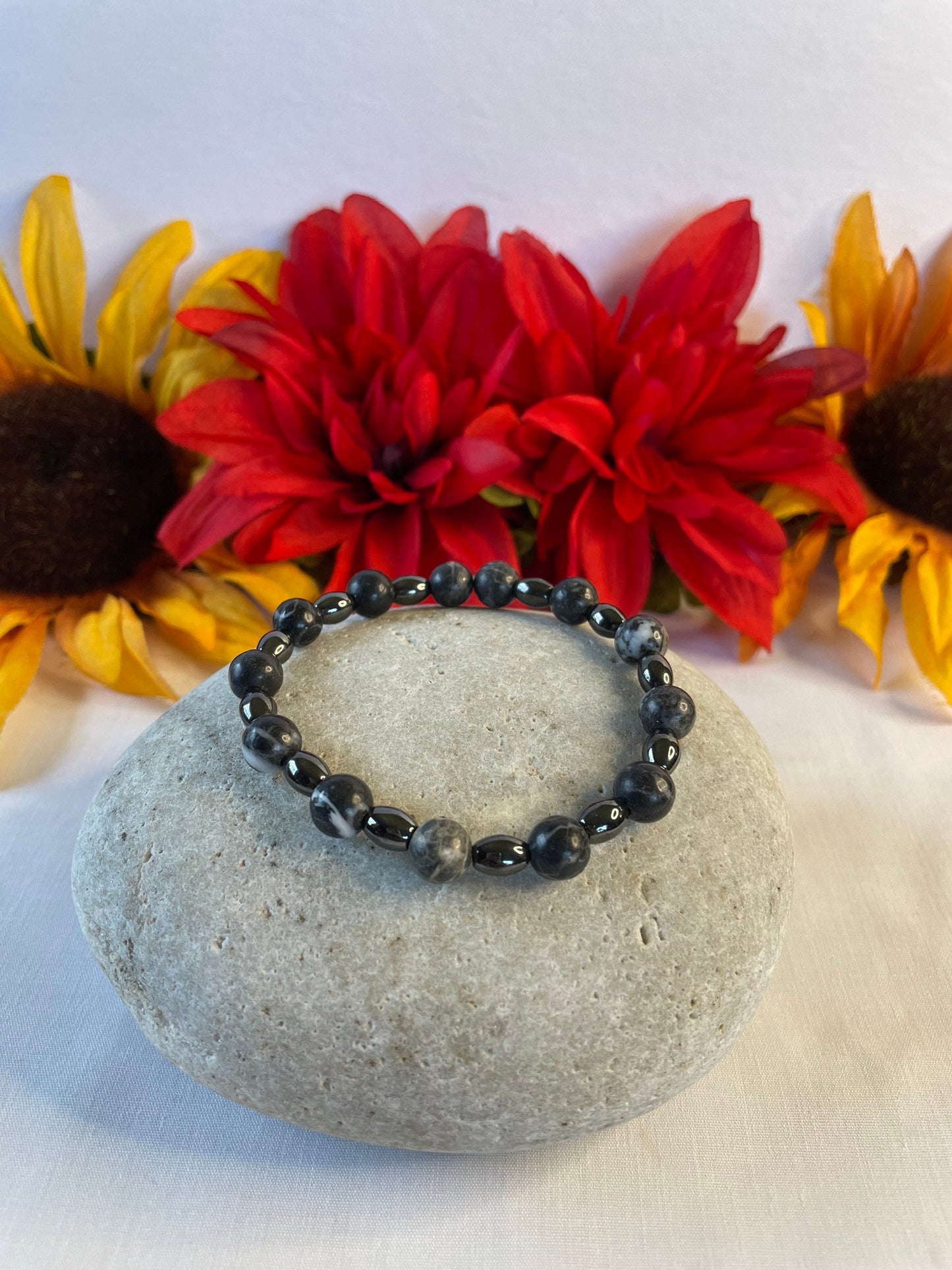 Zebra Stones w/Hematite, Healing Bracelet.