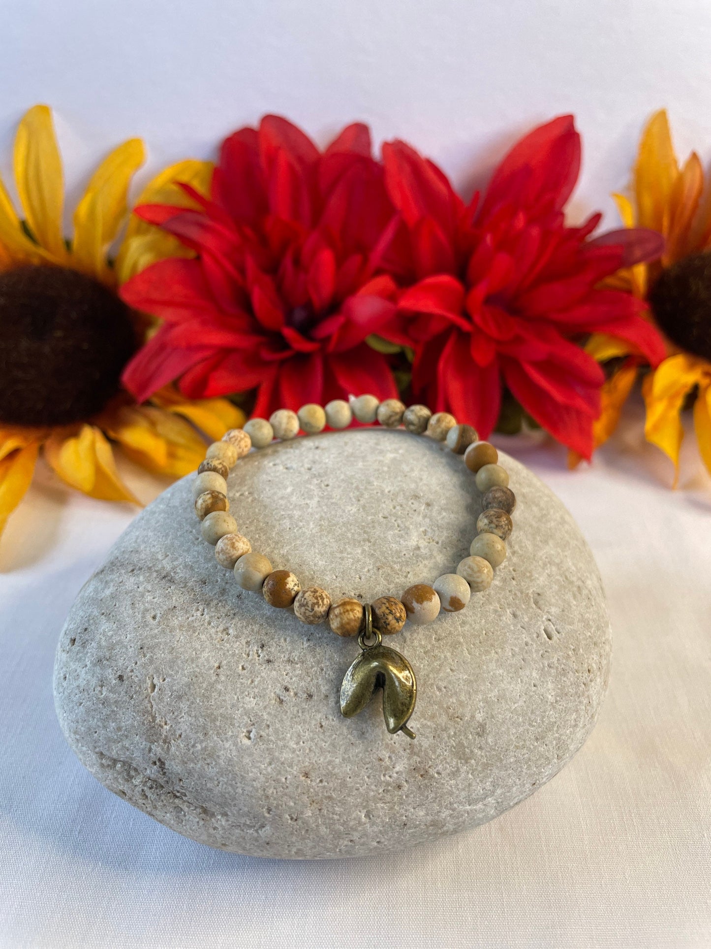 Jasper Beige w/Fortune Stone,2  Healing Bracelet.