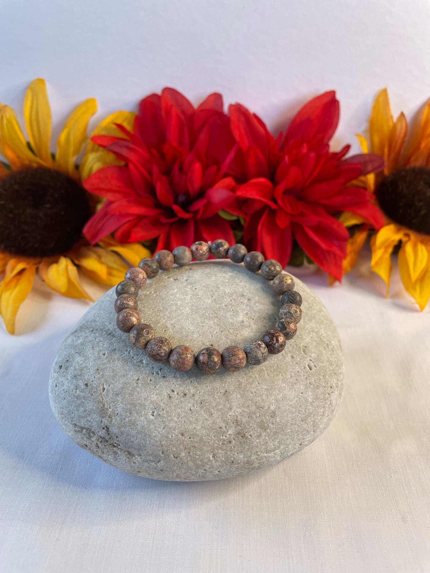 Jasper Leopard Dark Stone, Healing Bracelet.