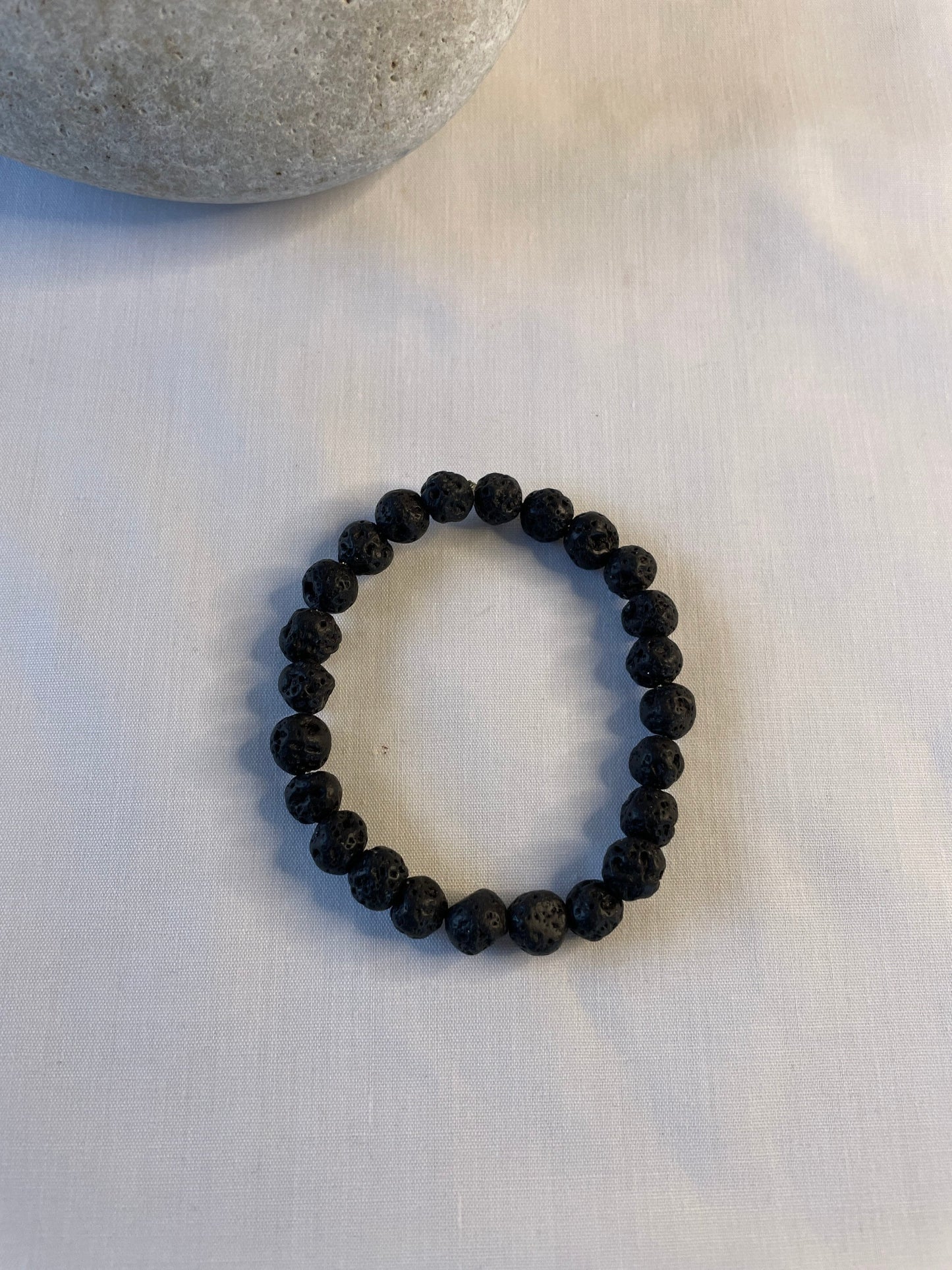 Lava, Black Stone,  7” Healing Bracelet.