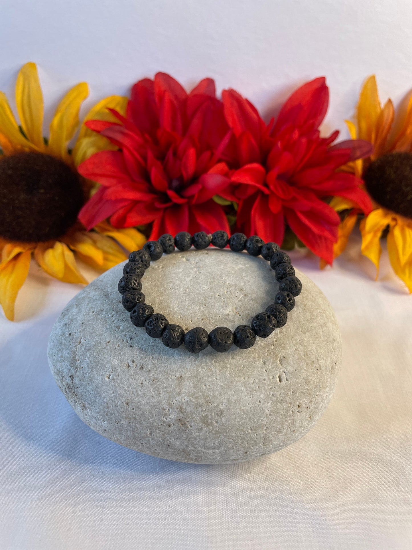 Lava, Black Stone,  7” Healing Bracelet.