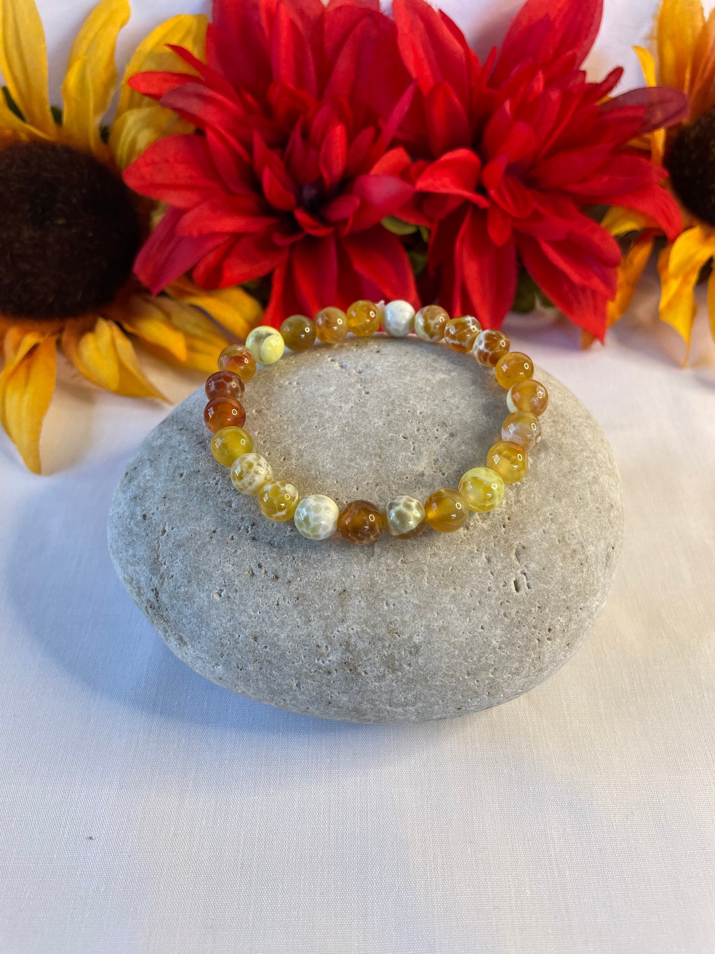 Agate Fire Yellow Stone, Healing Bracelet.