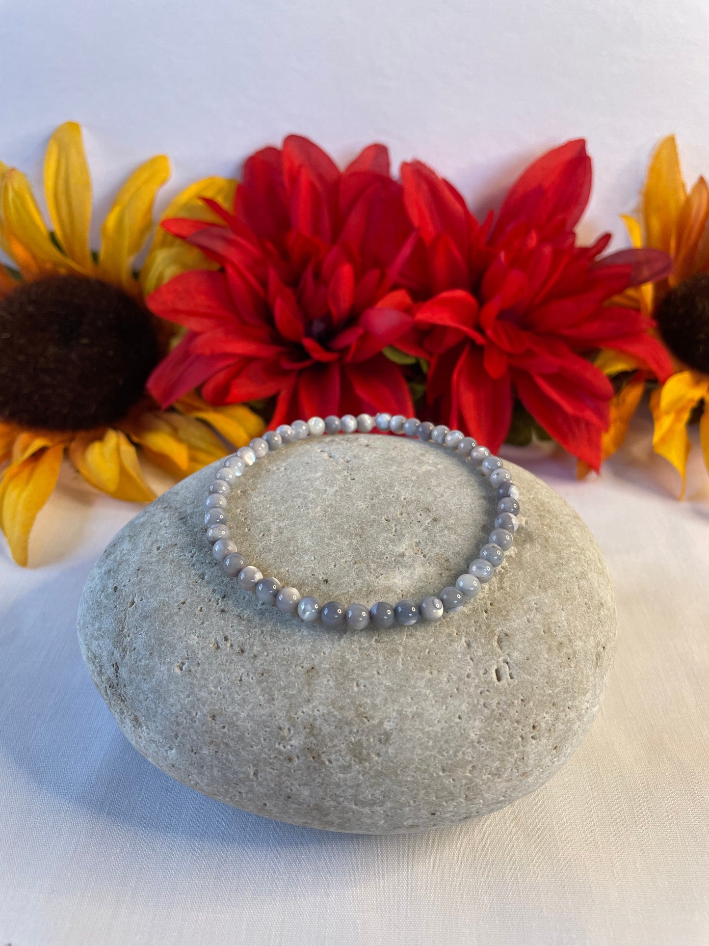 Mother Of Pearl, Light Grey Healing Bracelet.