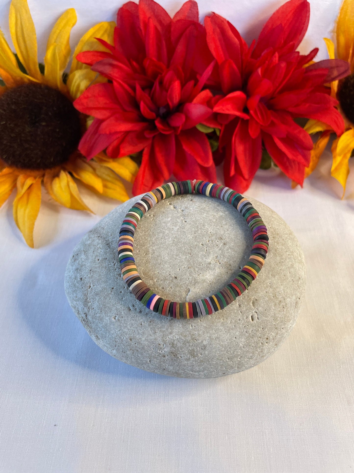 Clay, Dark Multi Colors,  Healing Bracelet.