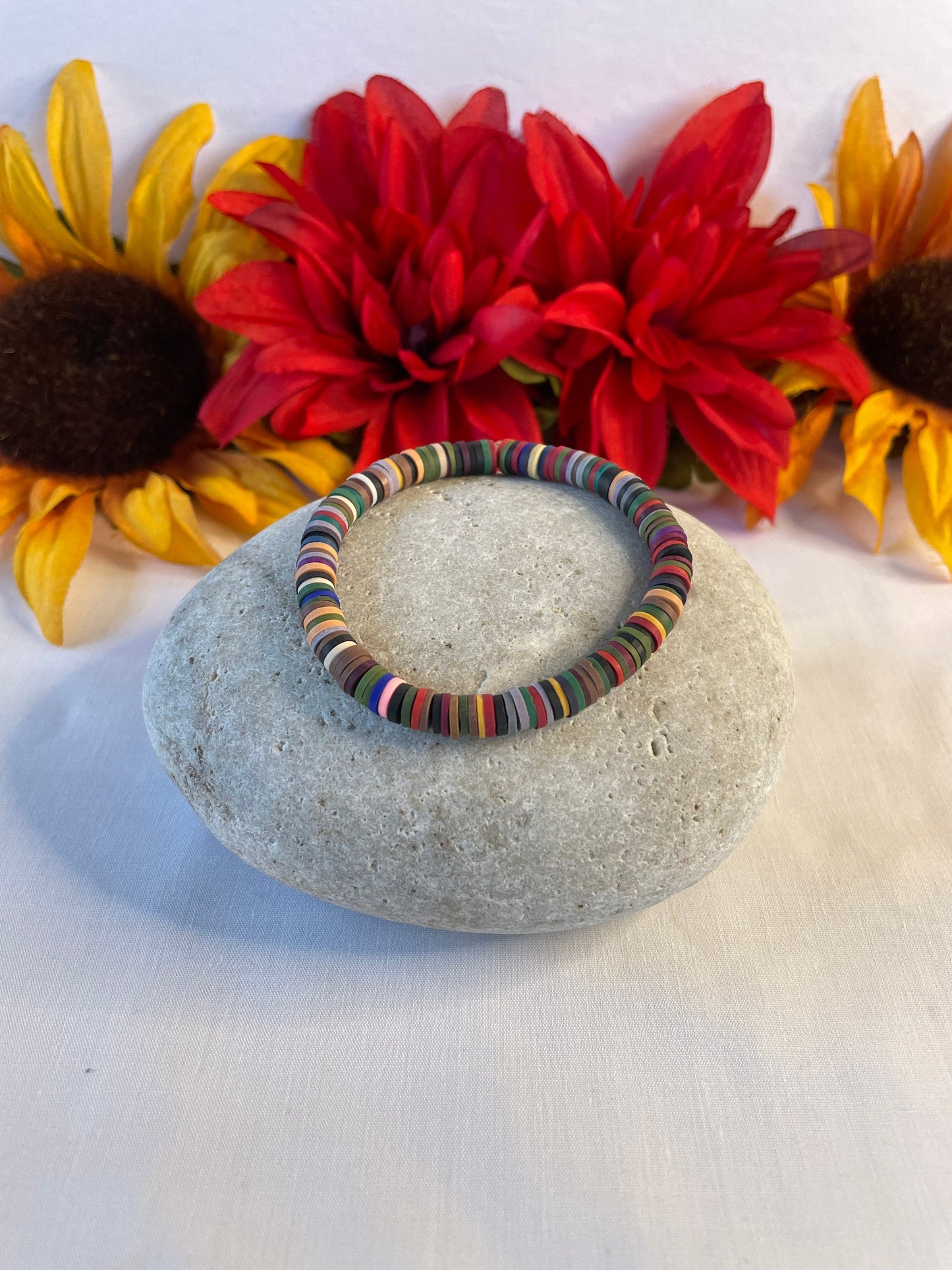 Clay, Dark Multi Colors,  Healing Bracelet.