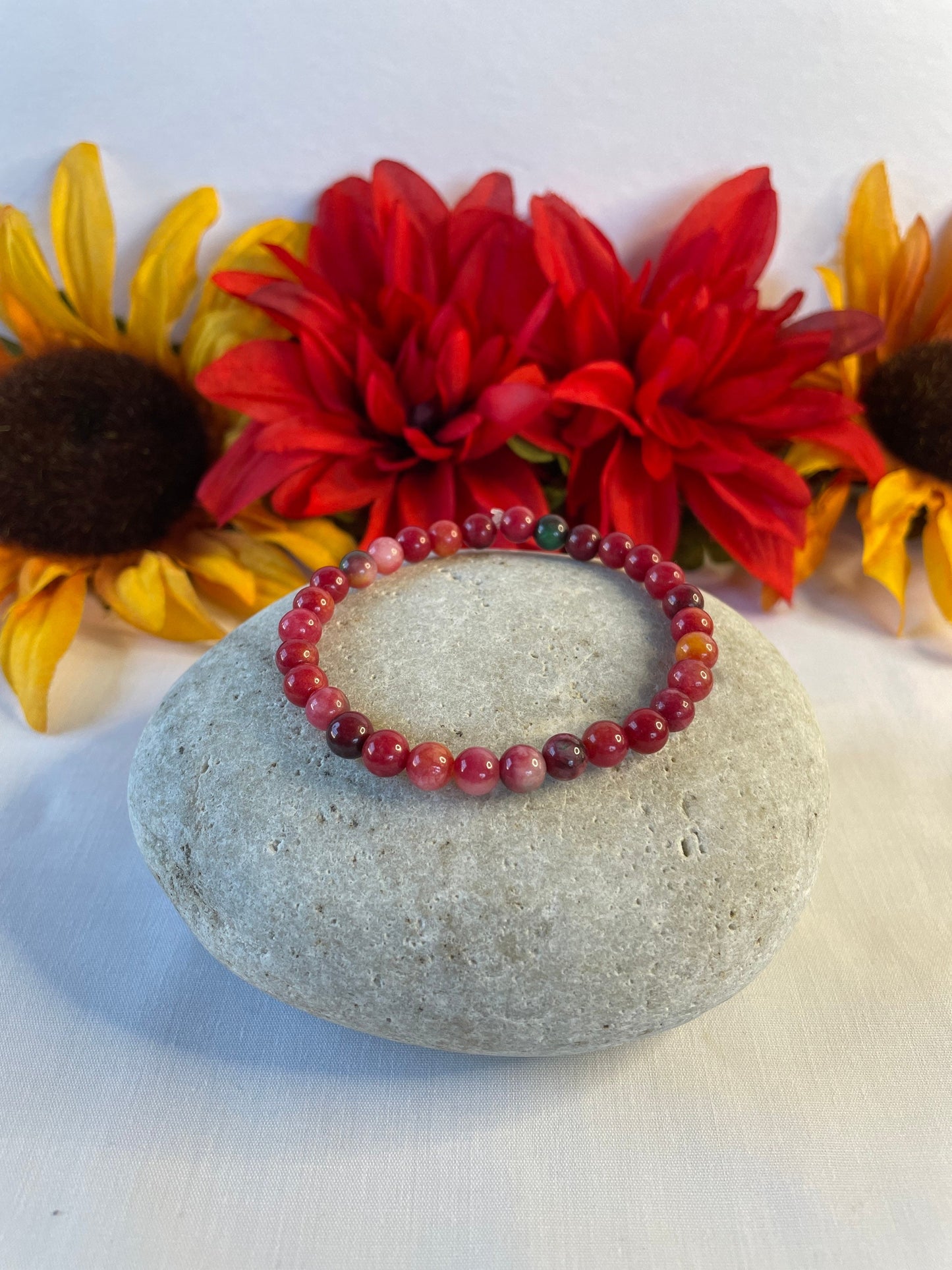 Jade  “Reddish”Stones, Healing Bracelet.