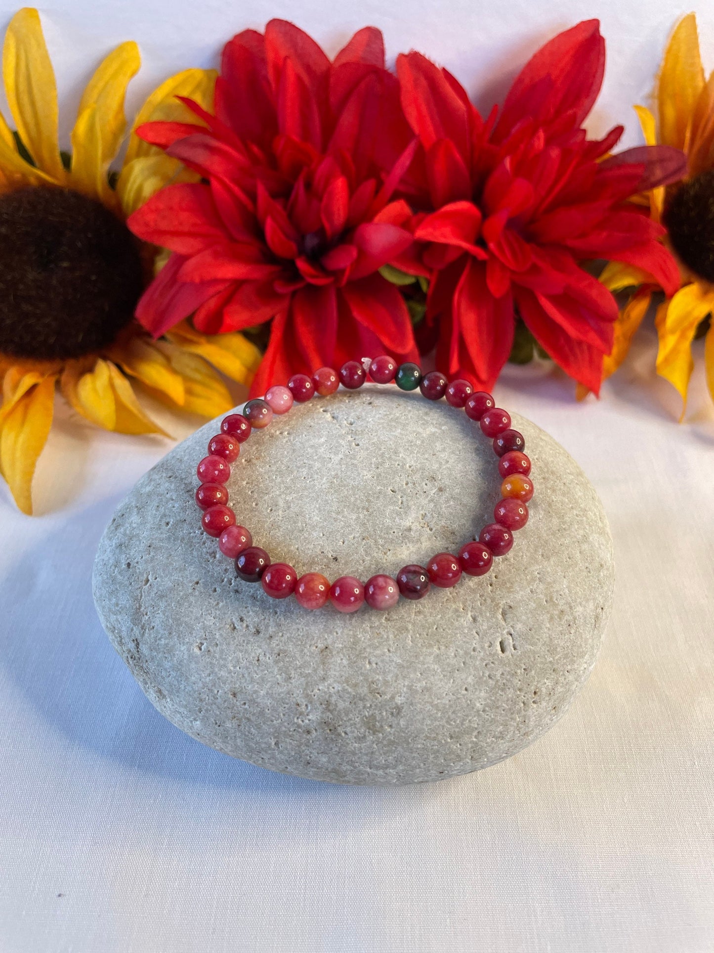 Jade  “Reddish”Stones, Healing Bracelet.