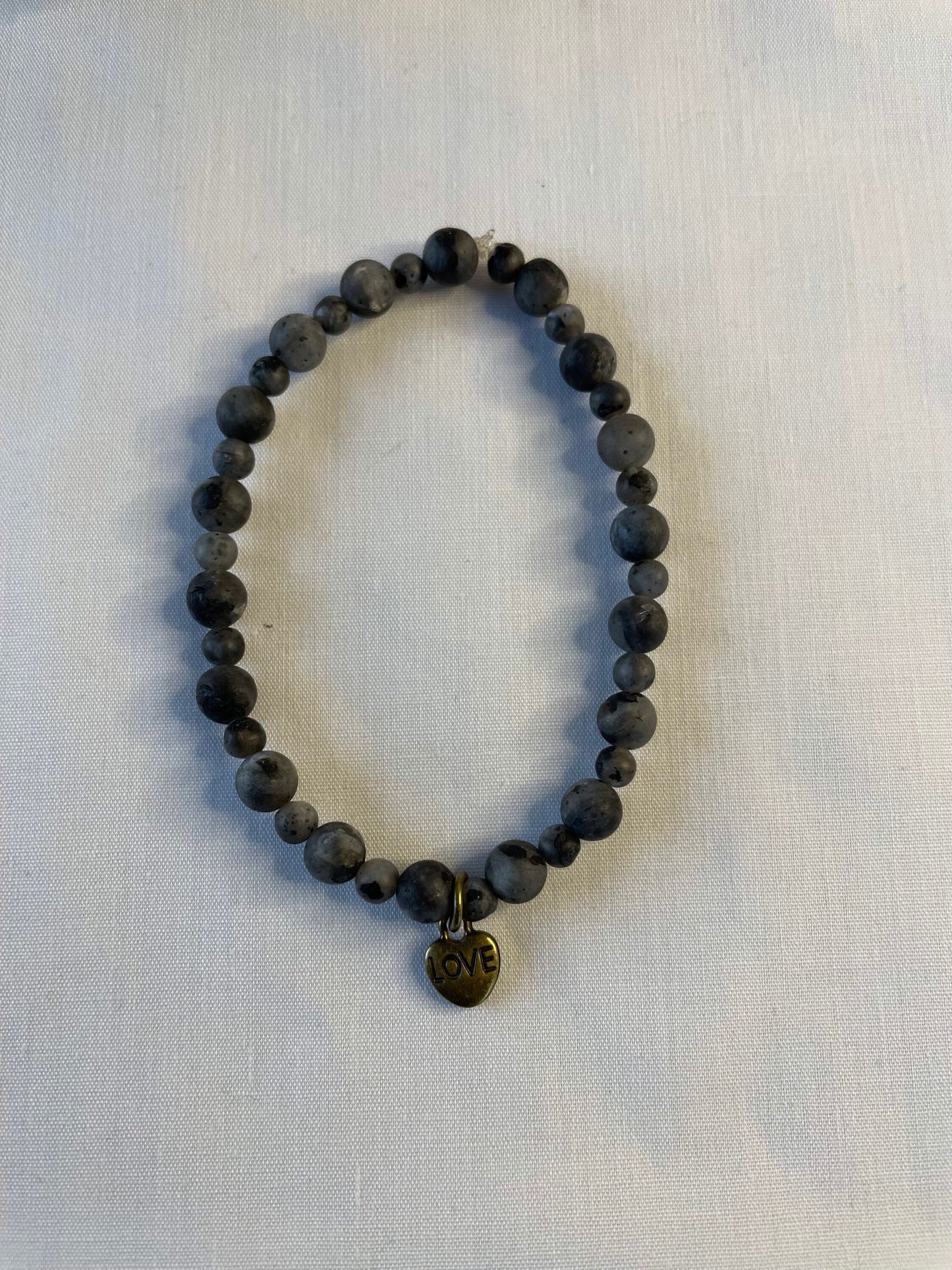 Labradorite Stones w/Love Charm, Healing Bracelet.