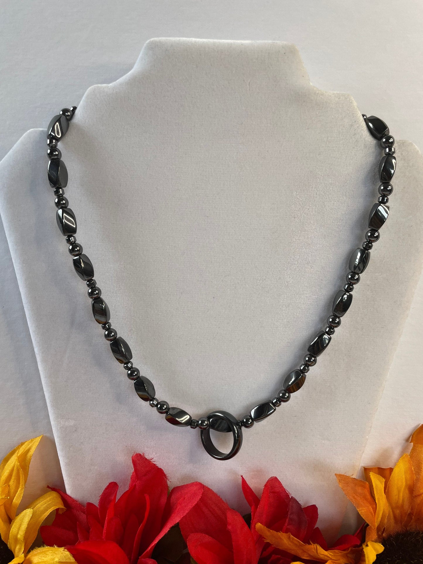 Hematite Magnetic Necklace w/Hematite Ring.