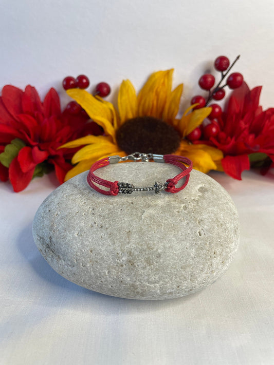 Arrow w/ Stones,  Red Hemp Inspirational Quoted Bracelet