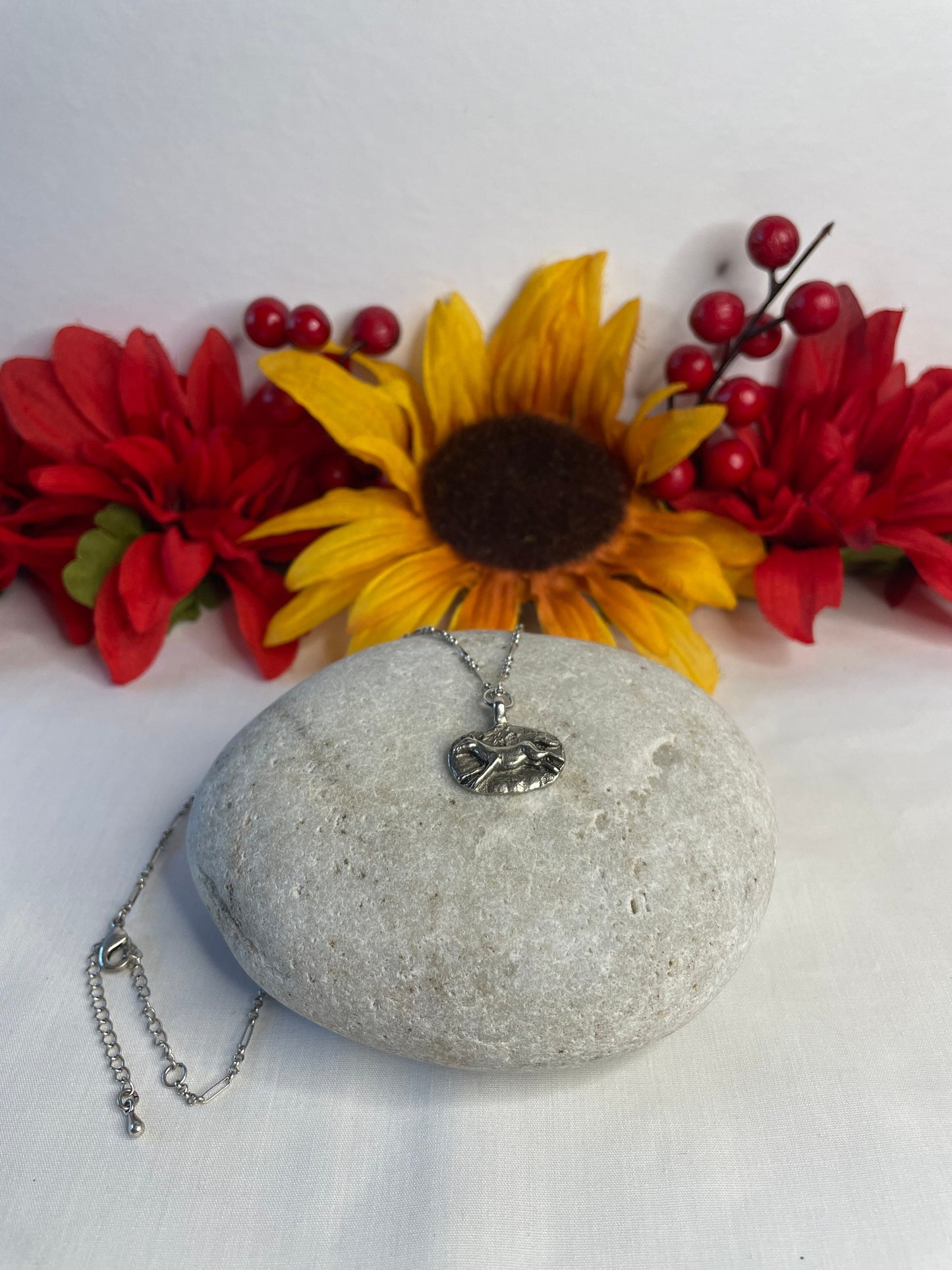 Brave Horse, Silver Metal Necklace.