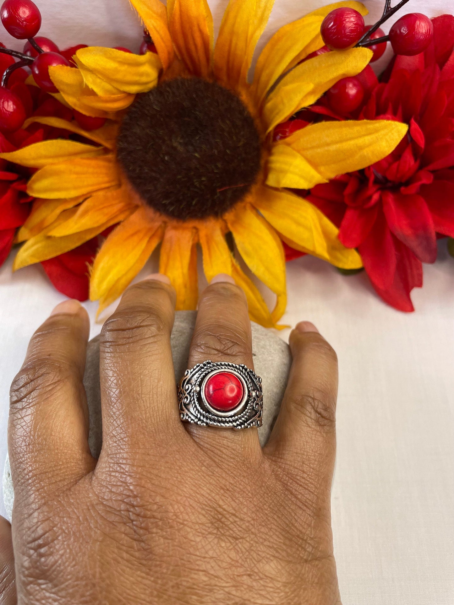 Red Bamboo Coral, Classic Ring