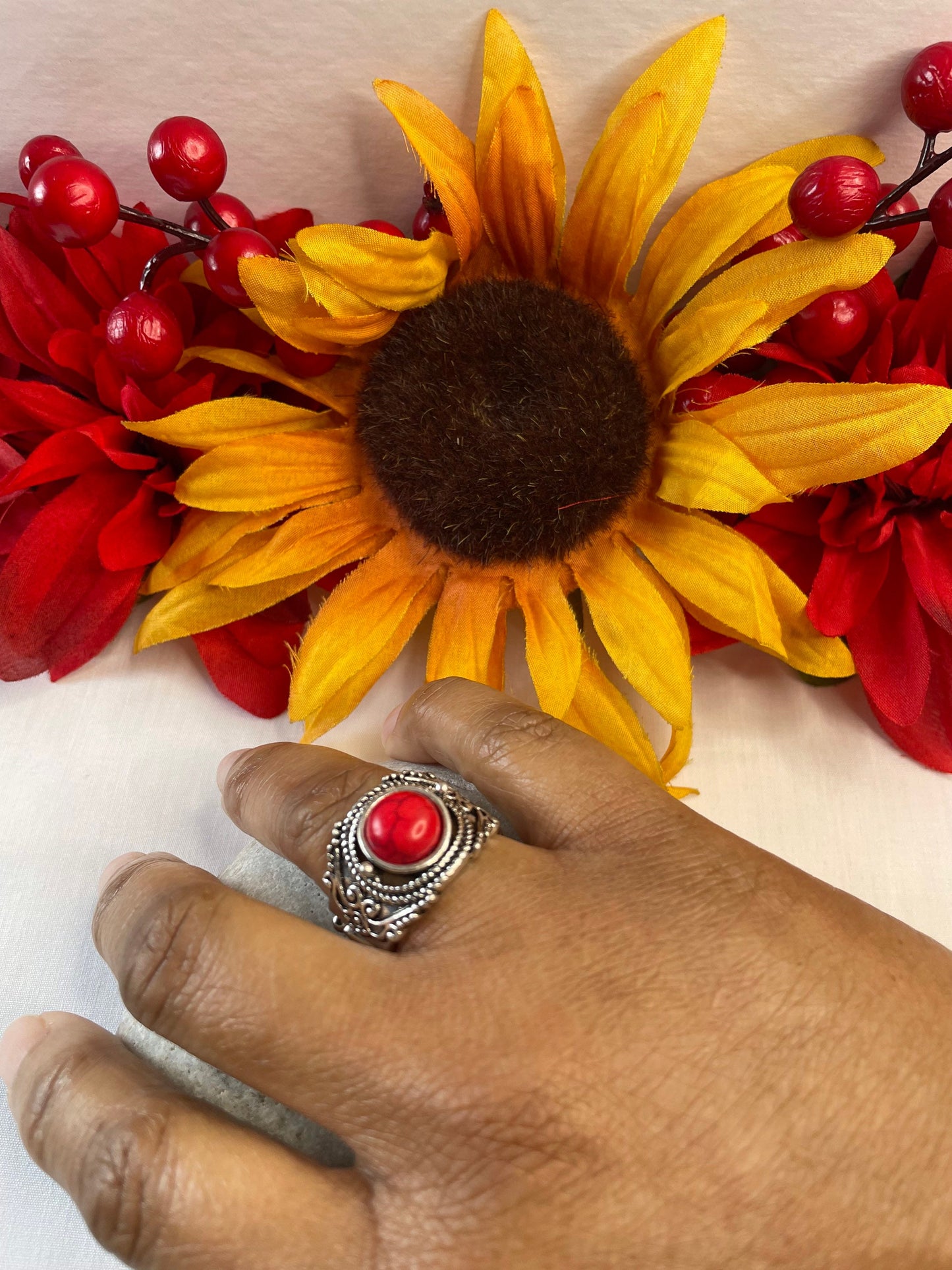 Red Bamboo Coral, Classic Ring