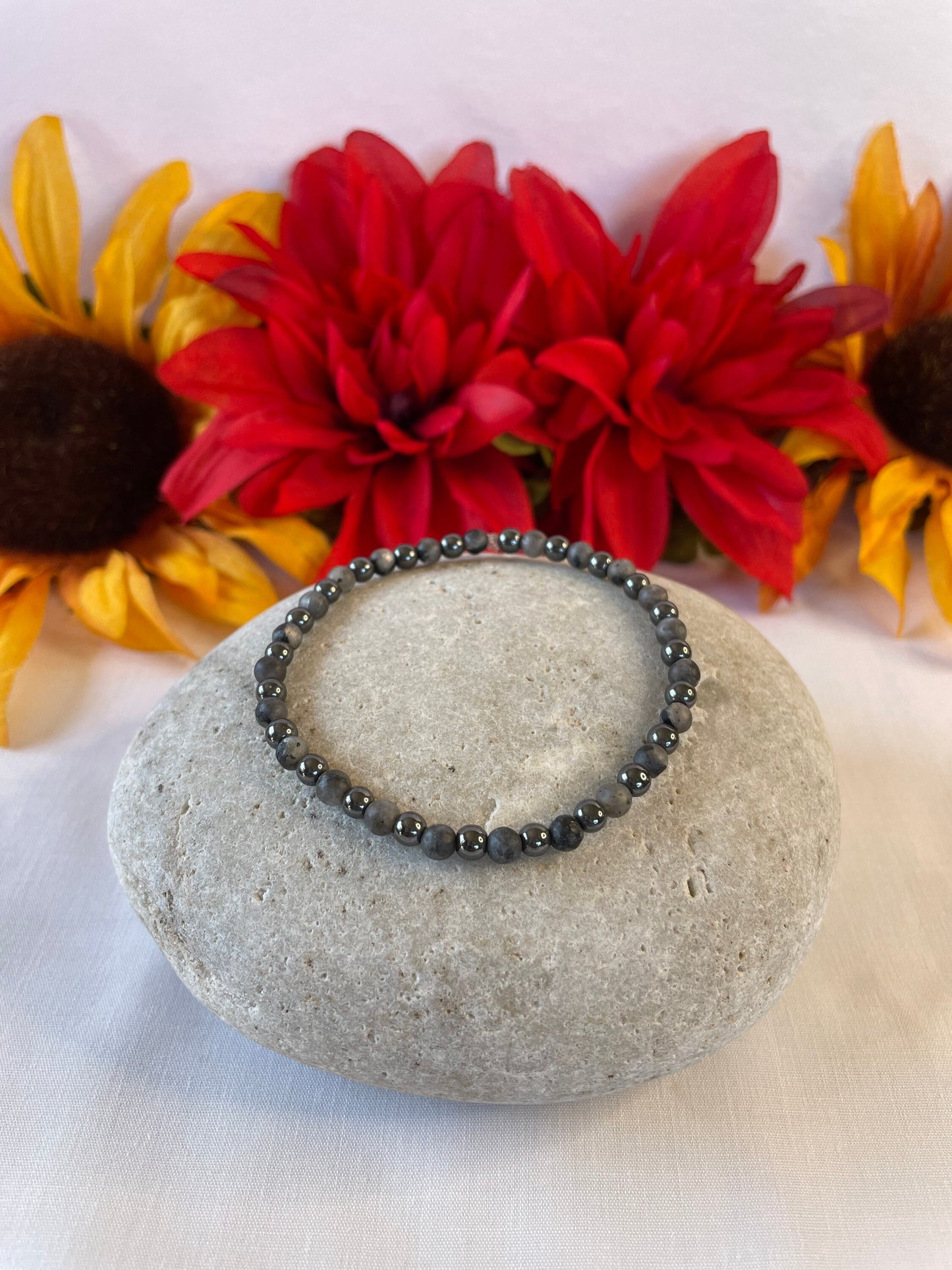 Labradorite w/ Black Hematite Stones, Healing Bracelet.