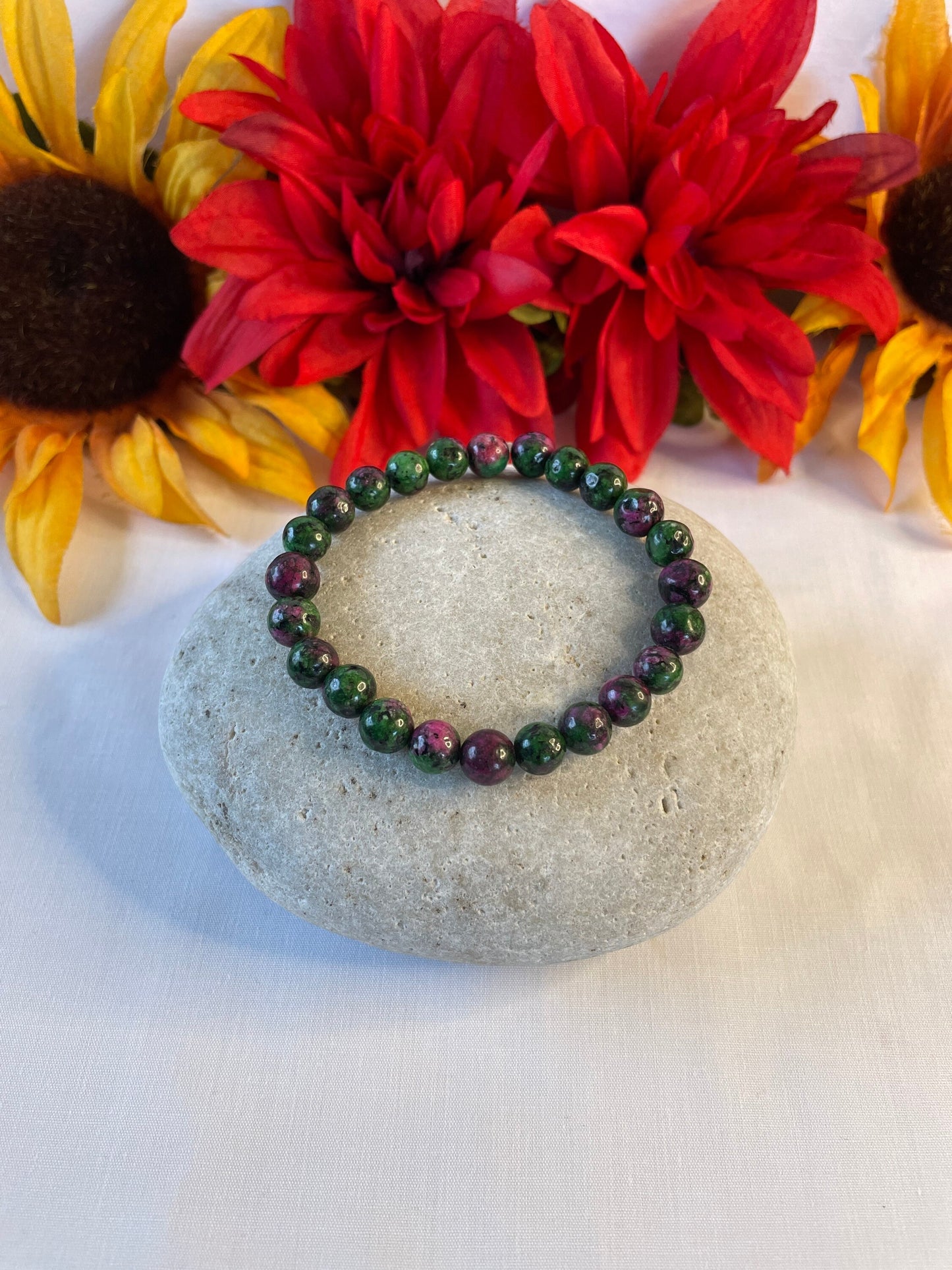 Jasper Stone, “Green & Rose” Healing Bracelet..