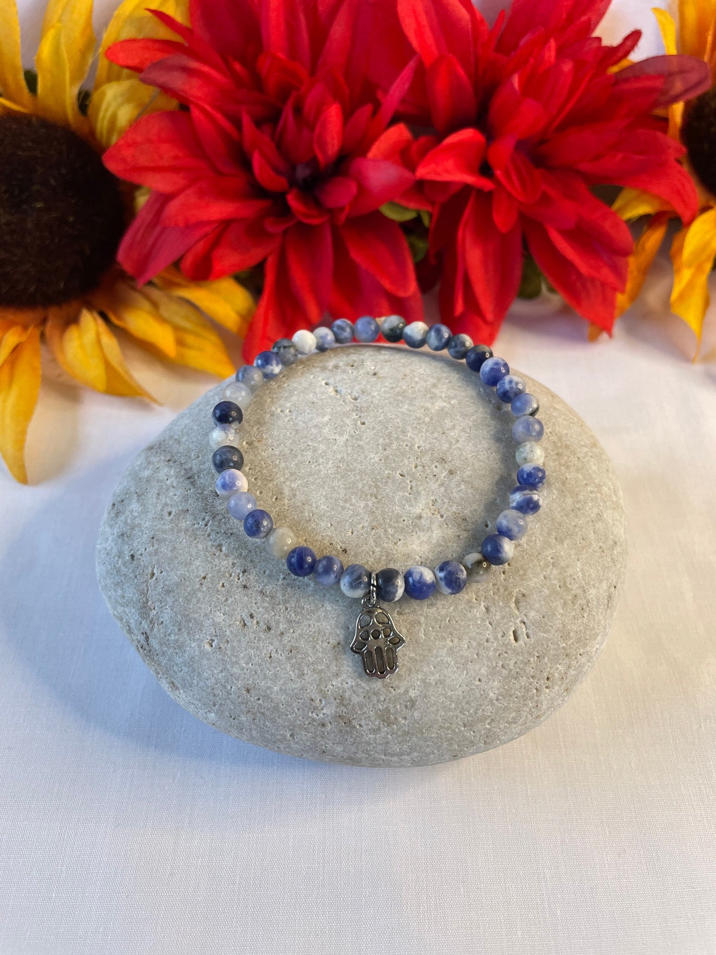 Sodalite w/Hamsa, Healing Bracelet.