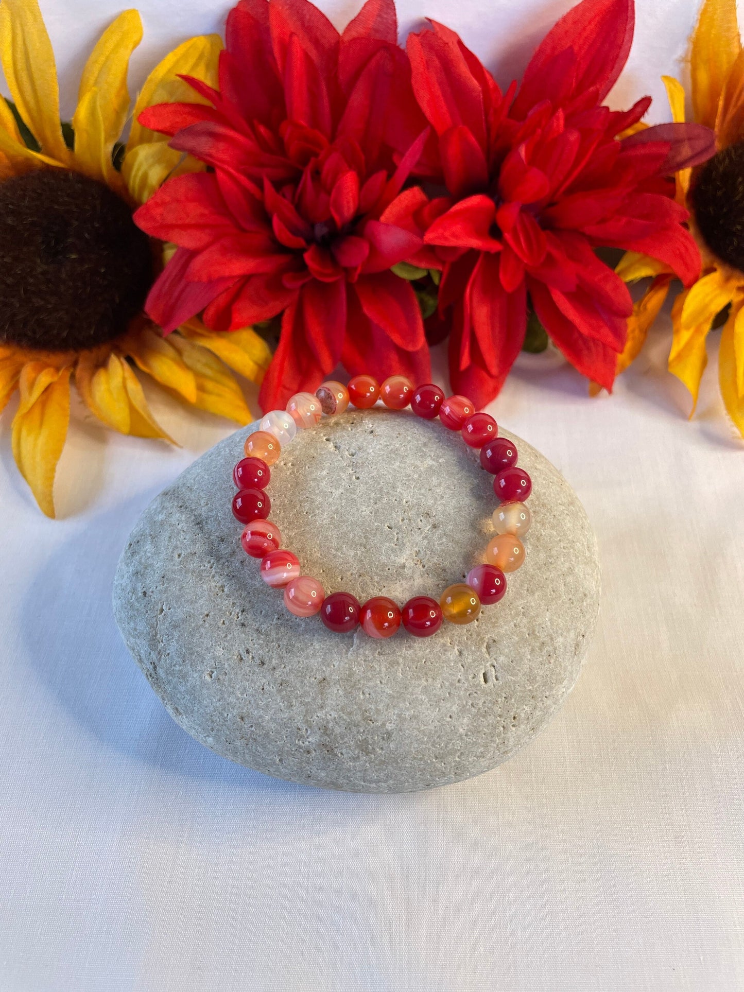 Agate, “Red & Yellow Stones”, Healing Bracelet.