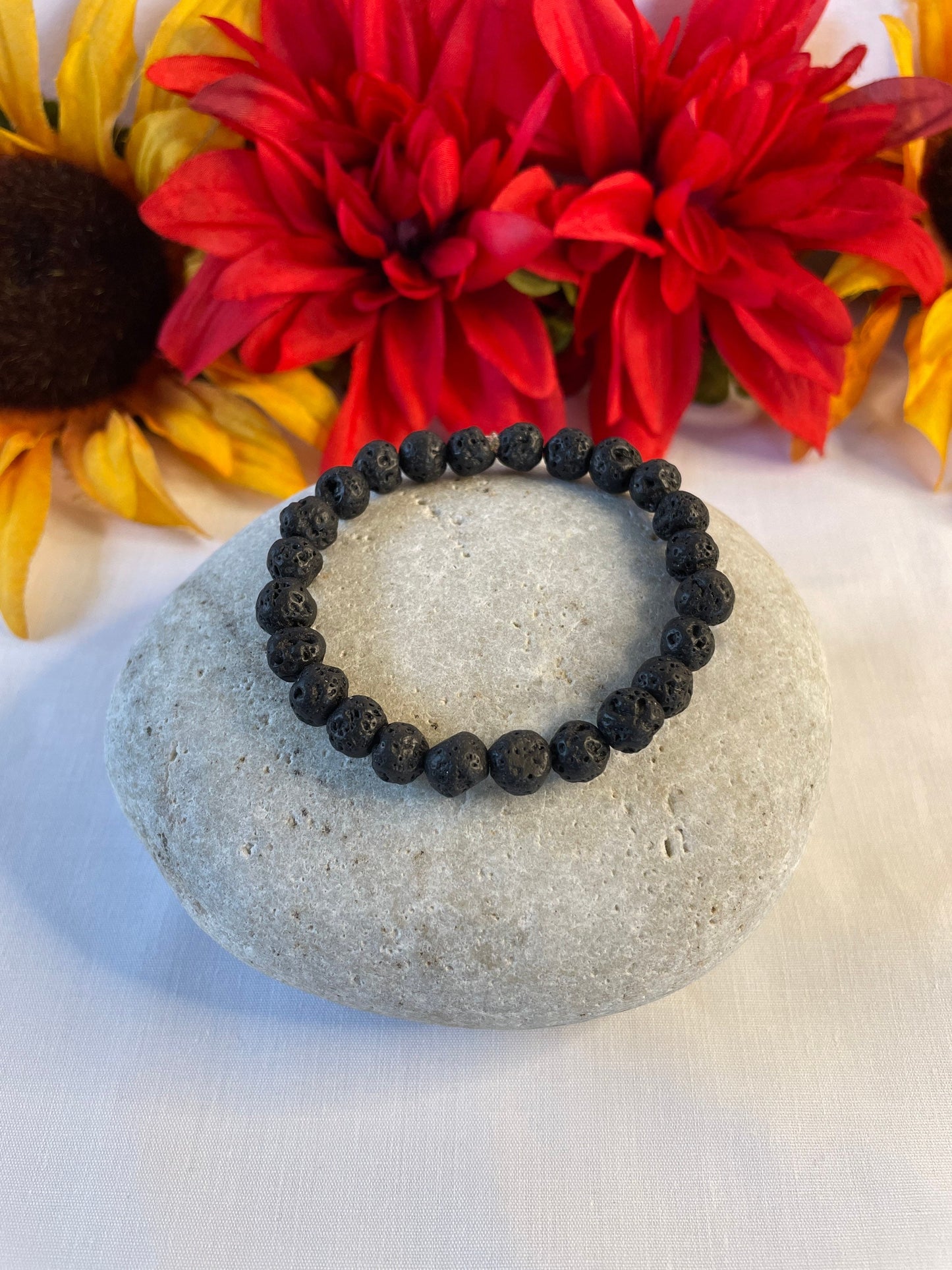 Lava, Black Stone,  7” Healing Bracelet.