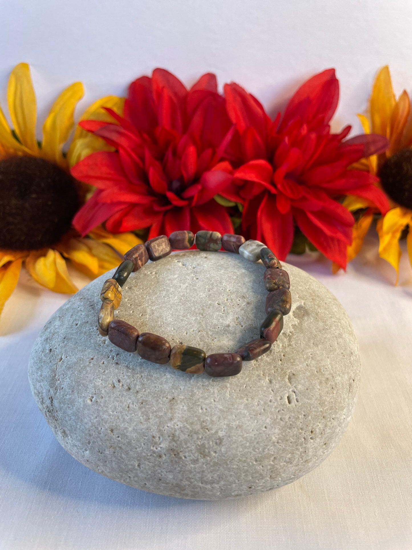 Jasper Red Line Stone, Healing Bracelet.