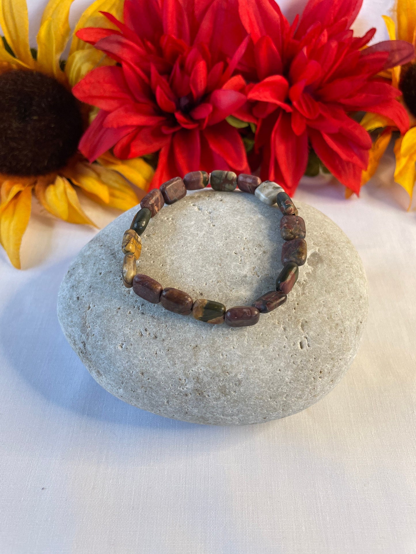 Jasper Red Line Stone, Healing Bracelet.