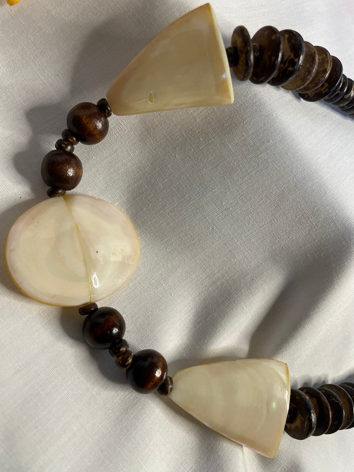 Brown Beaded Necklace w/Beige beads.