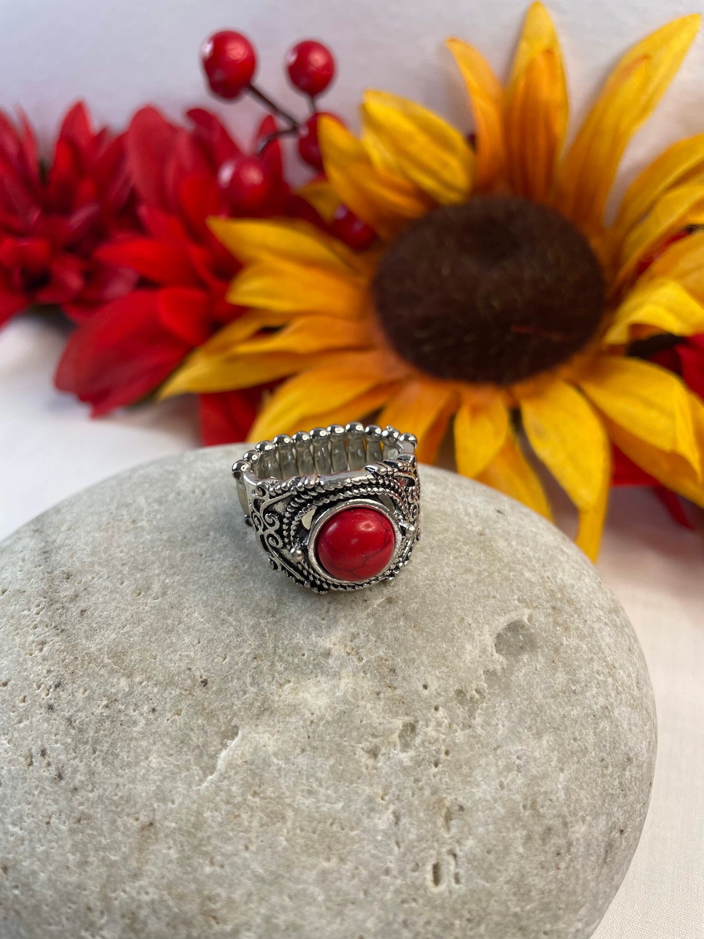 Red Bamboo Coral, Classic Ring