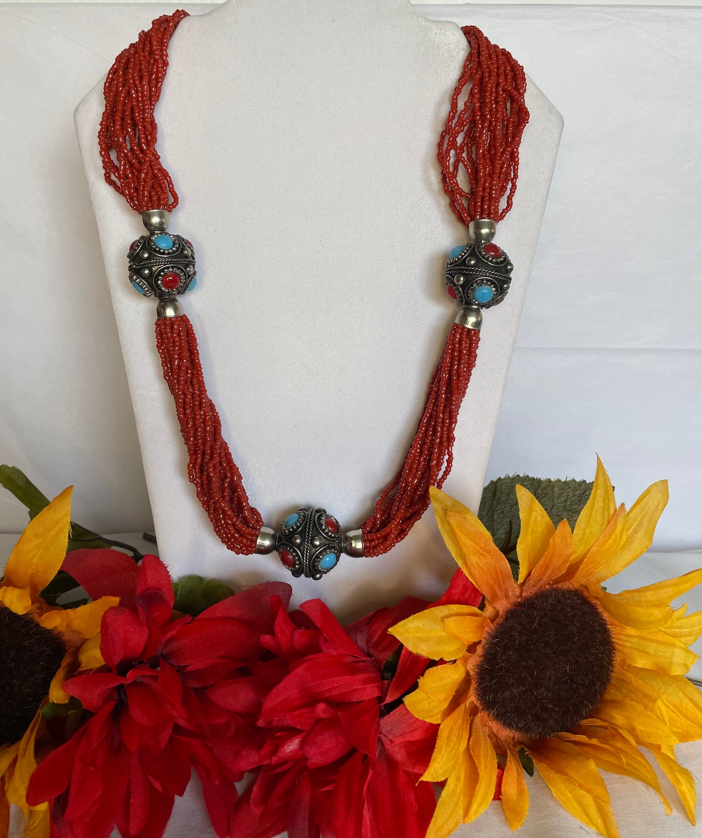 Red Beaded Necklace w/Chun Balls