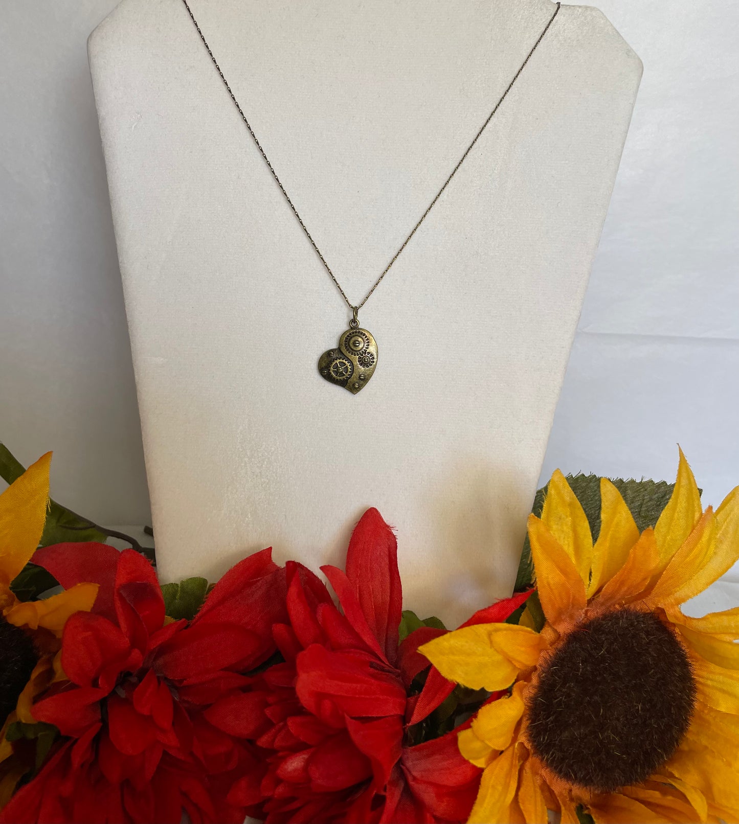 Heart w/Gears, Antique Brass Necklace.