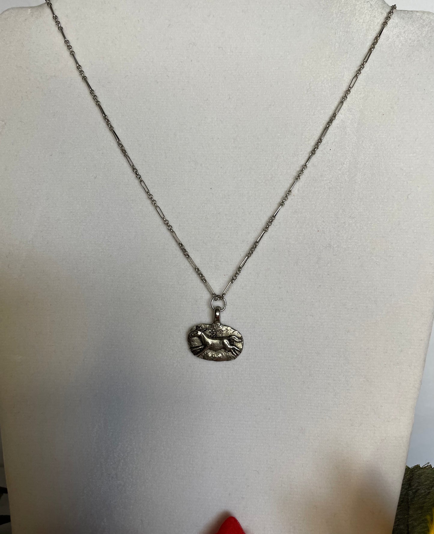 Brave Horse, Silver Metal Necklace.
