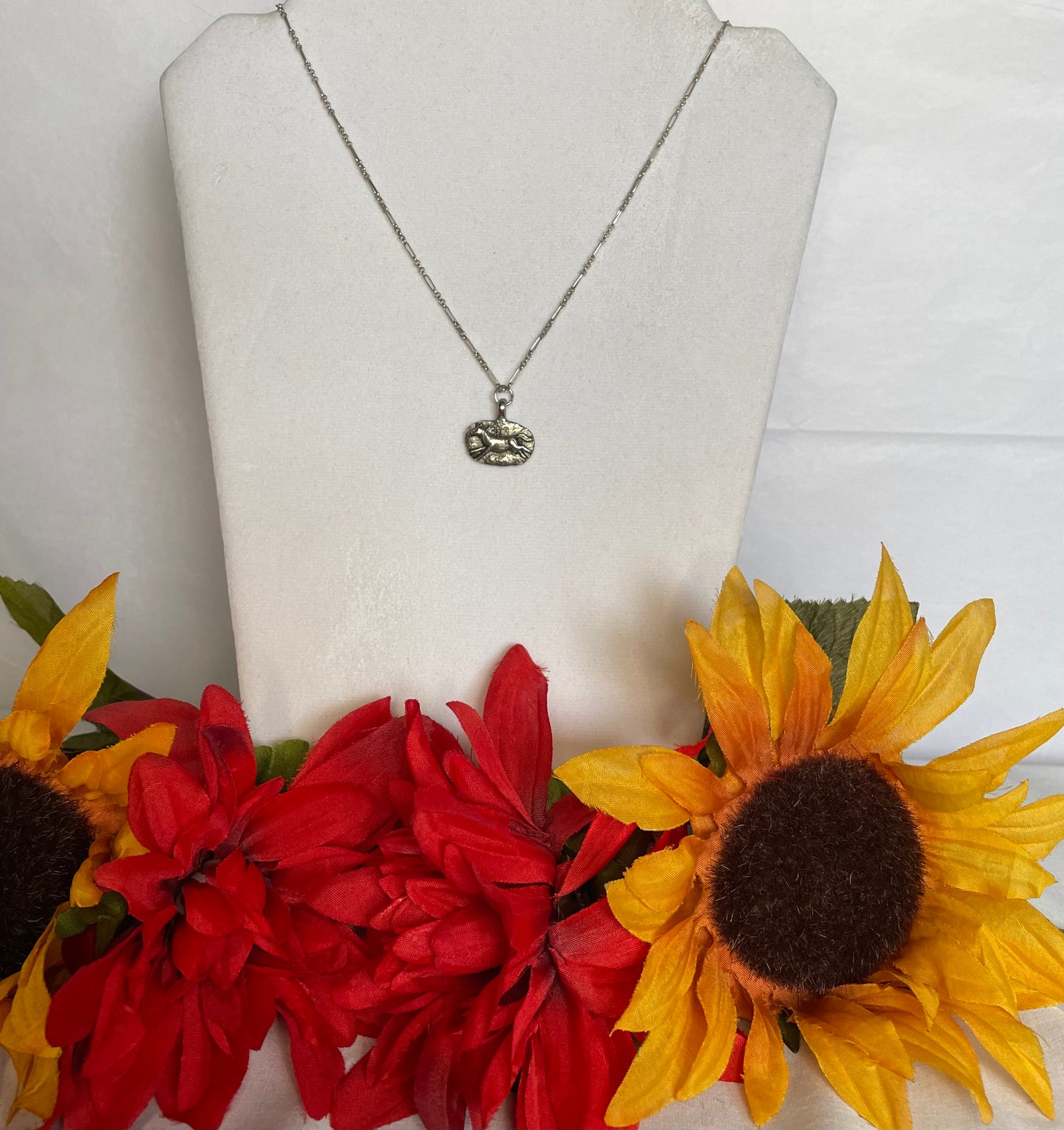 Brave Horse, Silver Metal Necklace.