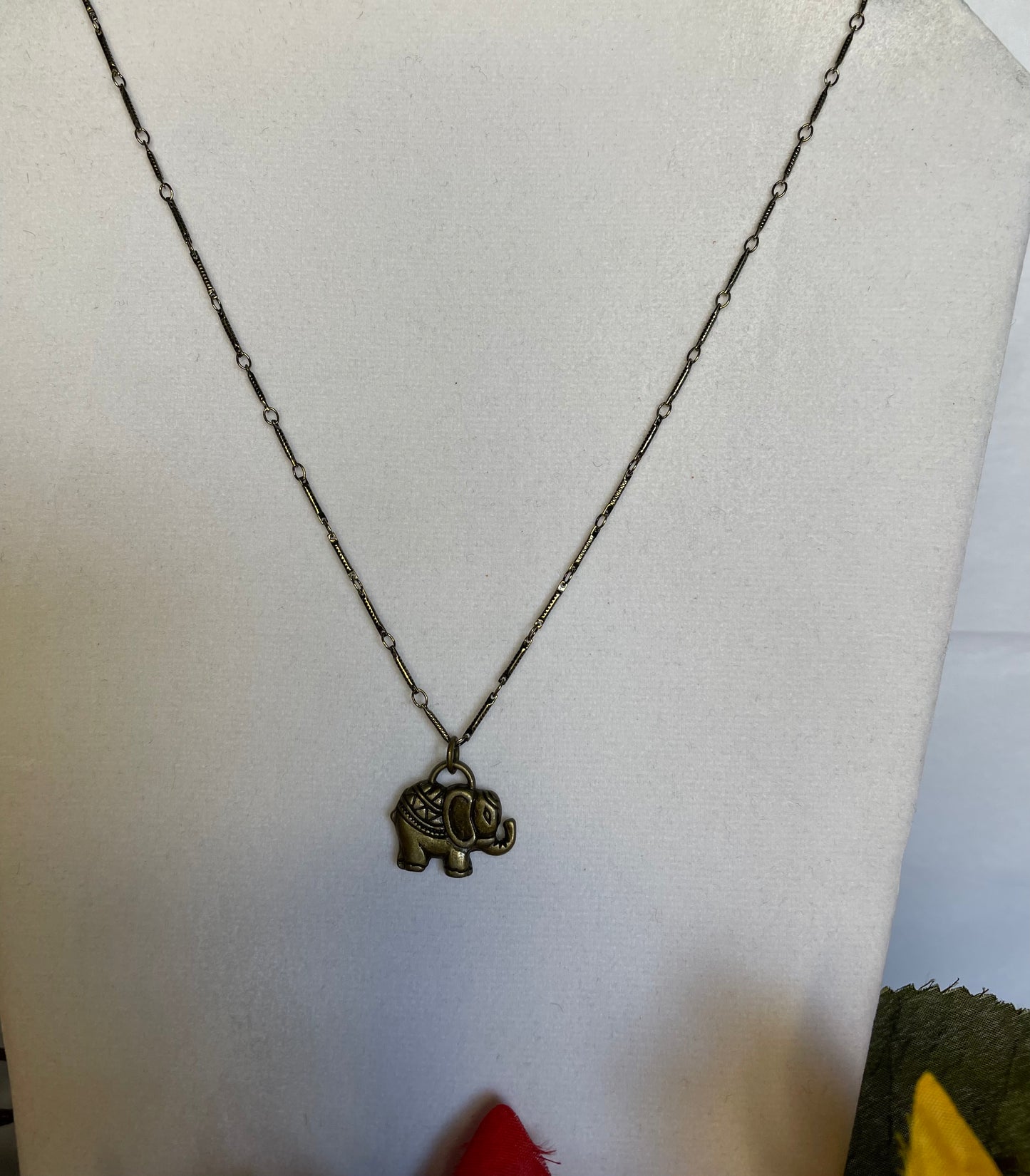 Elephant,Antique Brass Necklace.